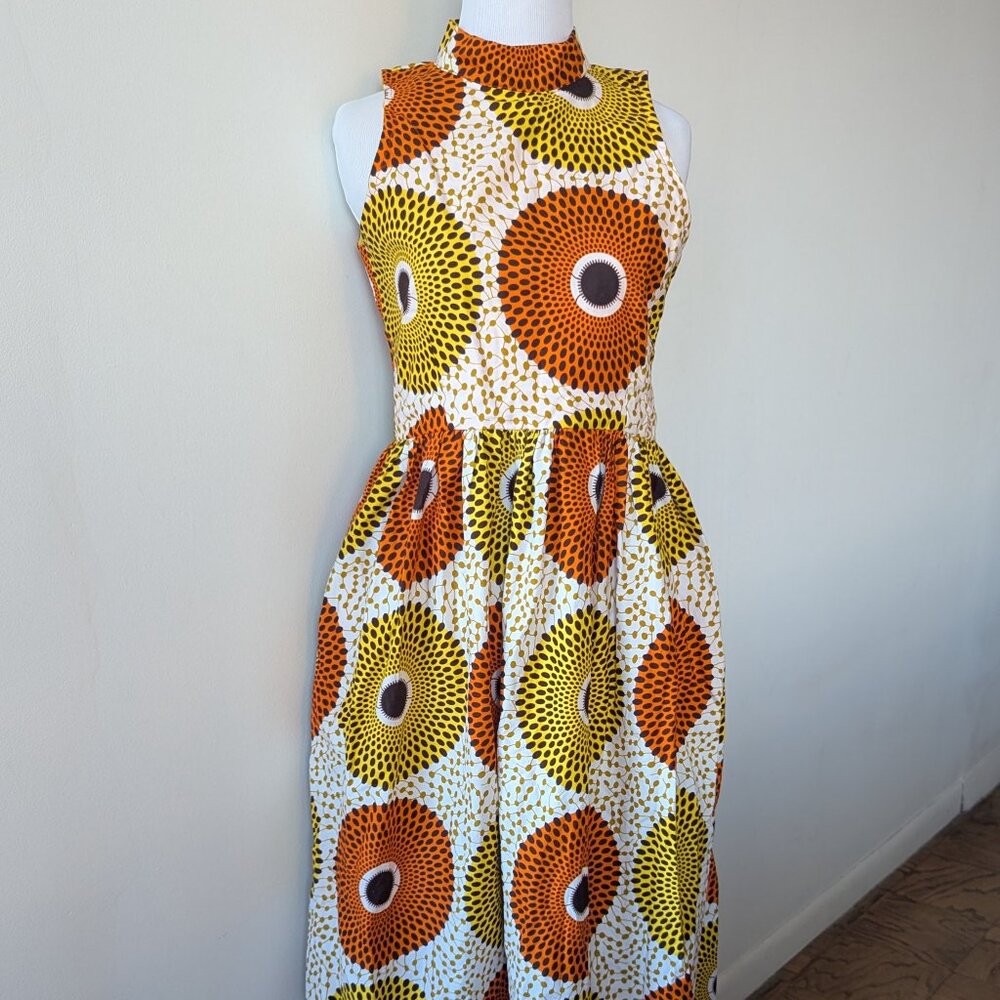 Wax Print Maxi Dress with Pockets